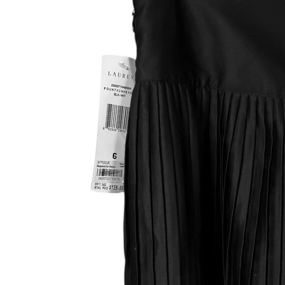 Ralph Lauren Skirt Black White Pleated Midi Preppy Old Money Elegant Size 6 NWT - Picture 9 of 9